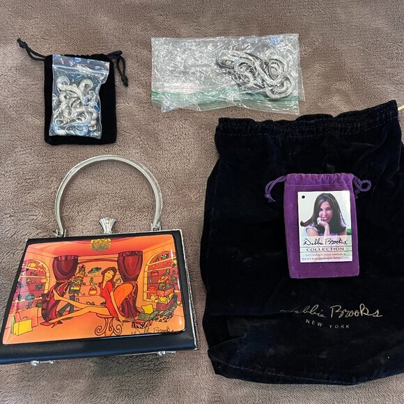 DEBBIE BROOKS BLACK "SHOE GIRL" DESIGNER CLUTCH - PURSE HANDBAG SMALL (4.5"X7"X2 - Picture 1 of 8